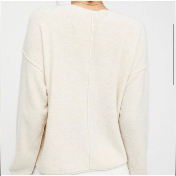 FP Now or Never Oatmeal Cashmere Silk V-neck Lightweight Pullover Sweater XS - Picture 7 of 10